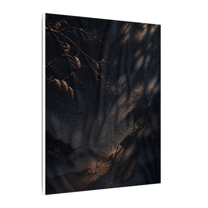 Atmospheric Silk Drape Canvas Art - Charcoal Ink Dark Japandi