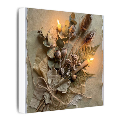 Dried Flowers Texture Canvas Art | Warm Japandi Art