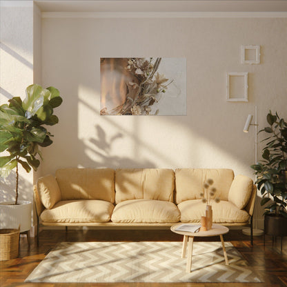 Dried Flowers Japanese Pattern Canvas Art | Neutral Japandi Art