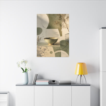 Warm Ceramic Bowl Canvas Art - Minimal Line Japandi