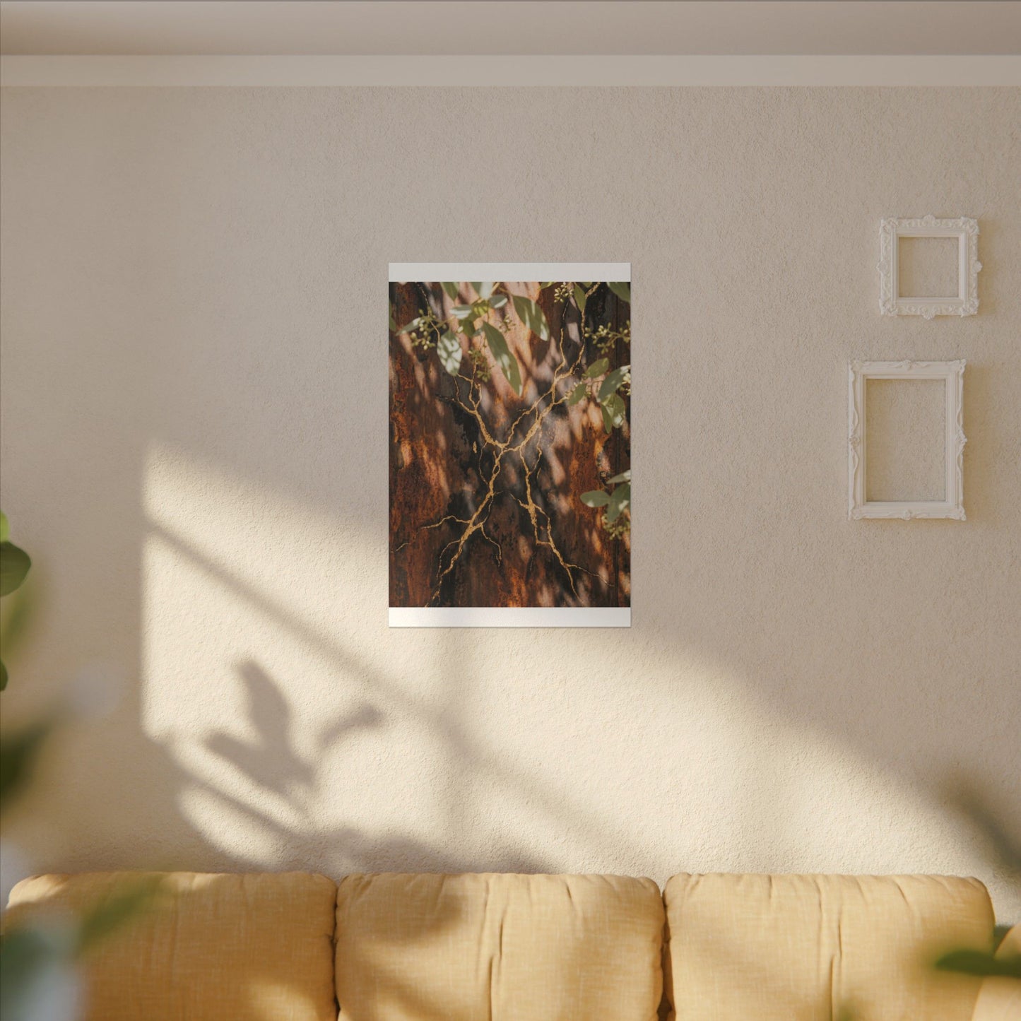 Kanso Rust Patina Canvas Art - Kintsugi Gold Vein