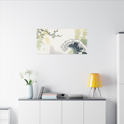 Spring Ocean Wave Ukiyo E Inspired Canvas Art | Serene Decor