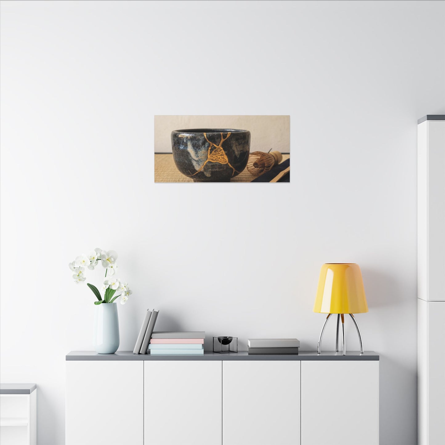 Kanso Tea Ceremony Canvas Art - Kintsugi Gold Vein