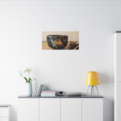 Kanso Tea Ceremony Canvas Art - Kintsugi Gold Vein