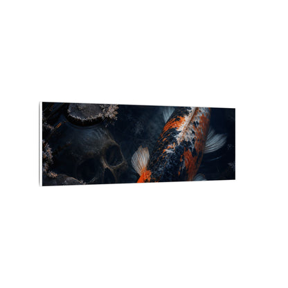 Koi Pond Canvas Art | Winter Dark Japandi Shadow Zen Art