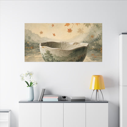 Autumn Ceramic Bowl Watercolor Canvas Art | Cozy Decor