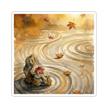 Rock Garden Watercolor Sticker | Warm Japandi Art