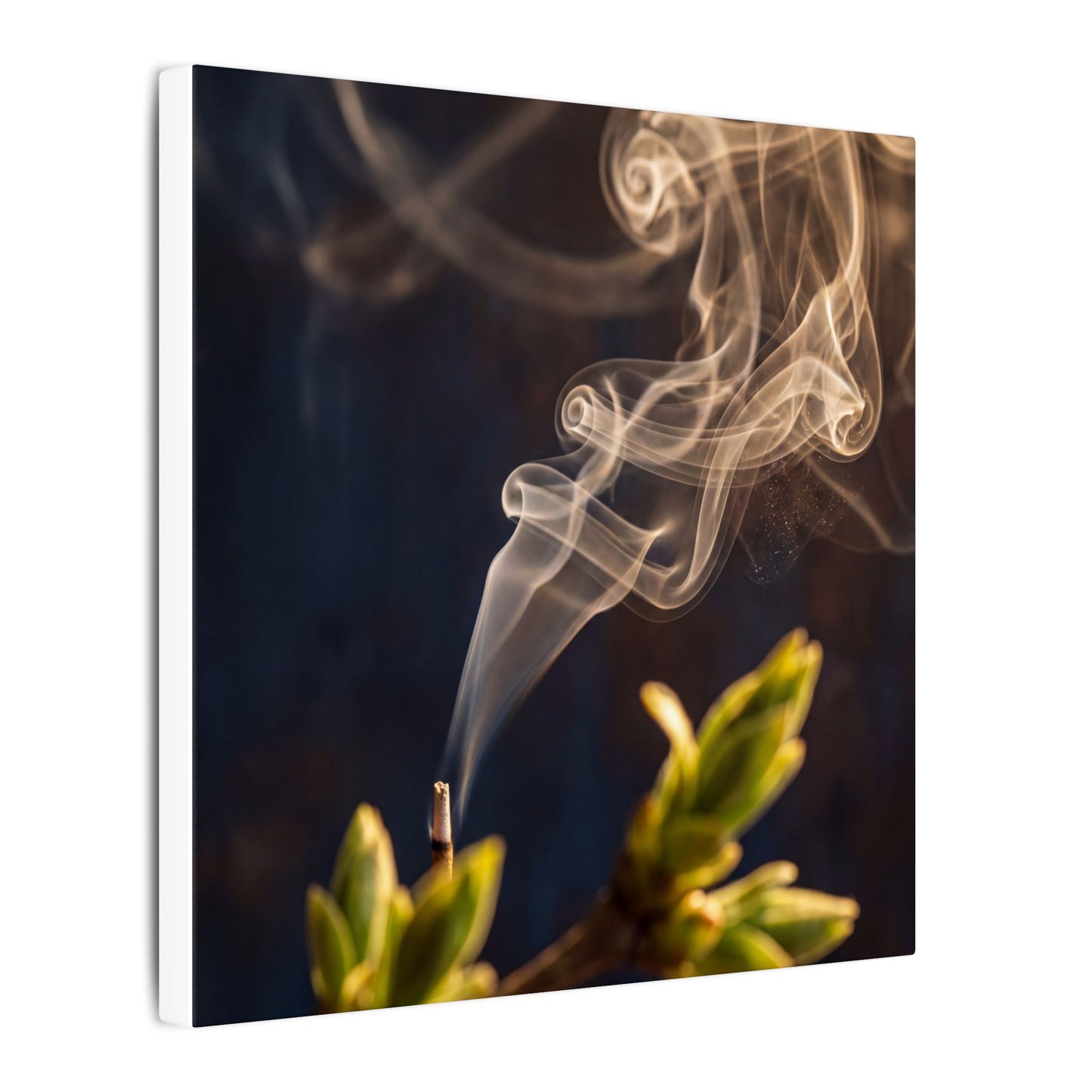 Golden Hour Incense Smoke Canvas Art - Dark Japandi Kanso