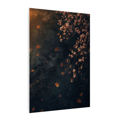Golden Hour Cherry Blossom Canvas Art - Dark Japandi Kanso