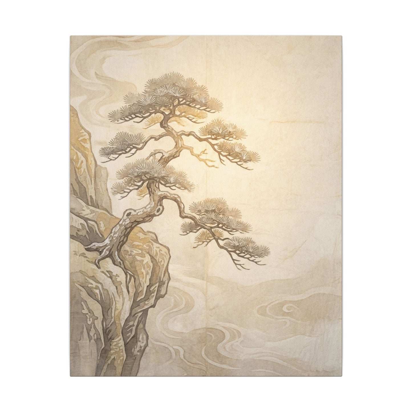 Winter Pine Tree Japanese Pattern Canvas Art | Elegant Decor