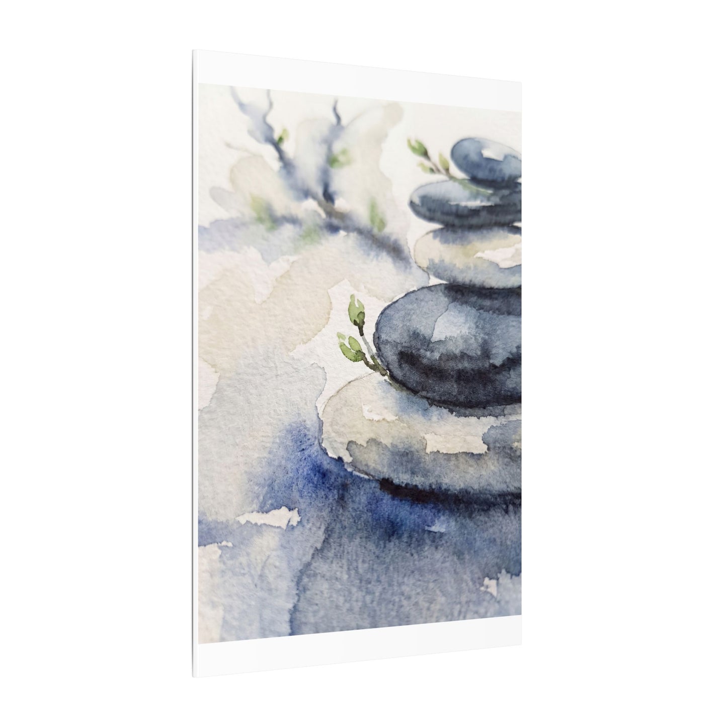 River Stones Watercolor Canvas Art | Cozy Japandi Art