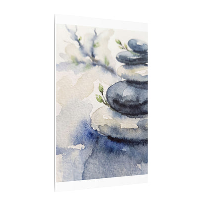 River Stones Watercolor Canvas Art | Cozy Japandi Art