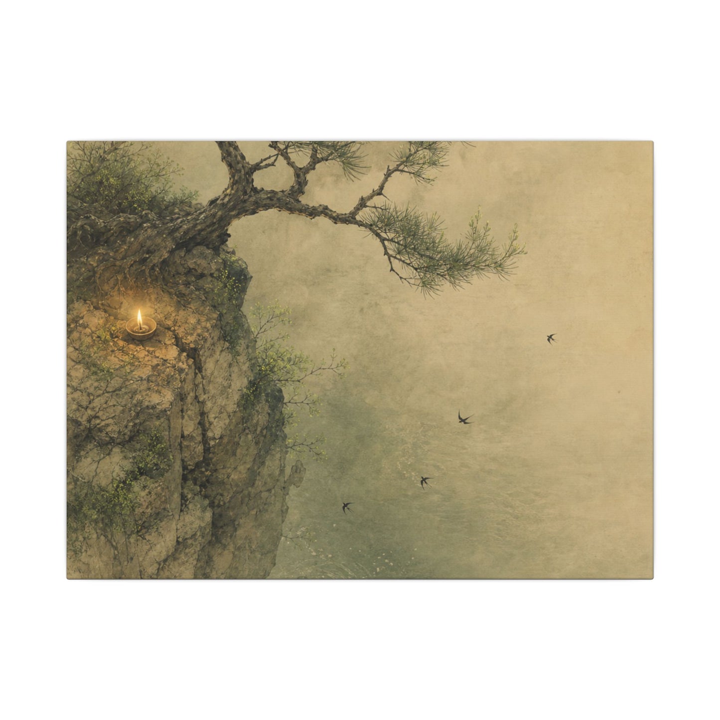 Spring Pine Tree Minimal Line Canvas Art | Earthy Decor