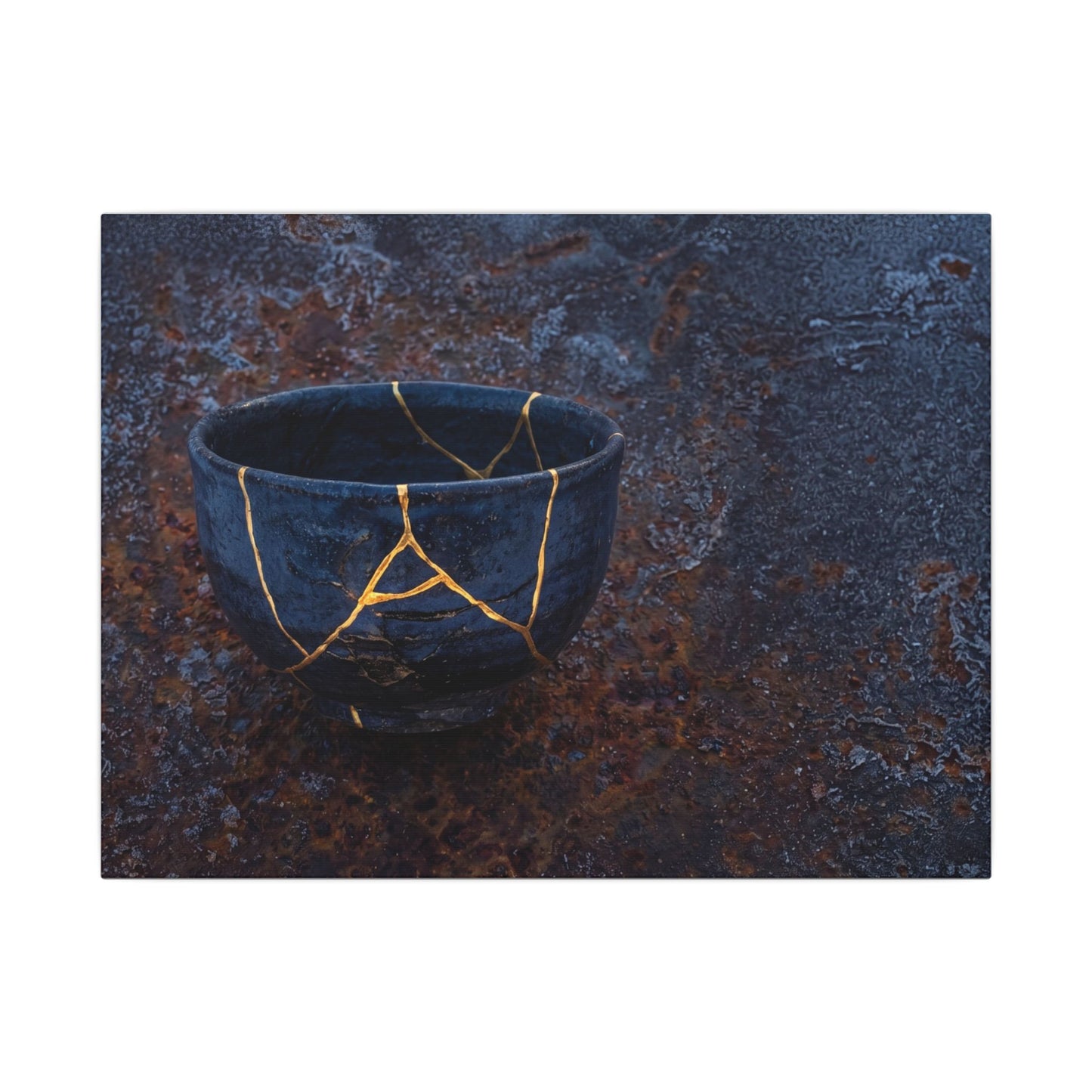Rust Patina Winter Canvas Art | Kintsugi Healing Design