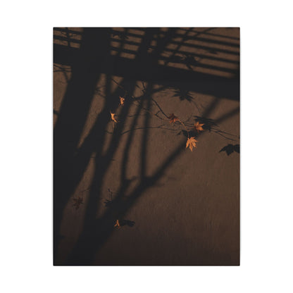 Shadow Play Autumn Canvas Art | Dark Japandi Luxurious Design