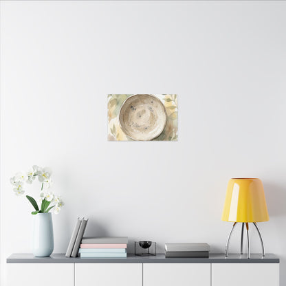 Ceramic Bowl Watercolor Canvas Art | Warm Japandi Art