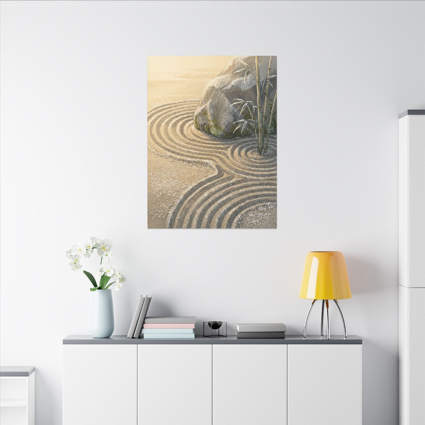 Rock Garden Winter Canvas Art | Zen Peaceful Design