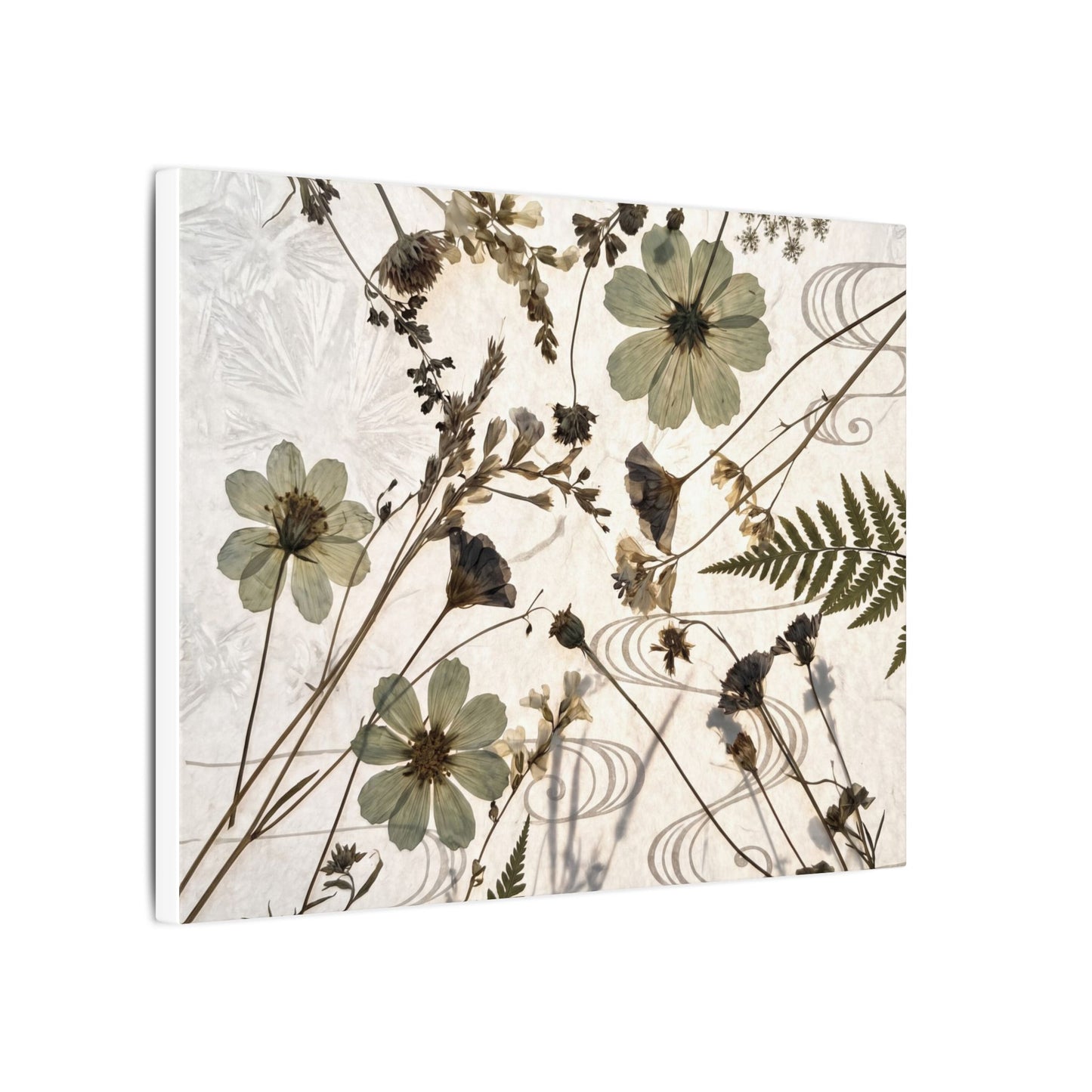 Japandi Dried Flowers in Golden Hour | Japanese Pattern Canvas Art