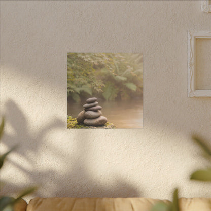 Cozy River Stones Canvas Art - Japanese Pattern Japandi
