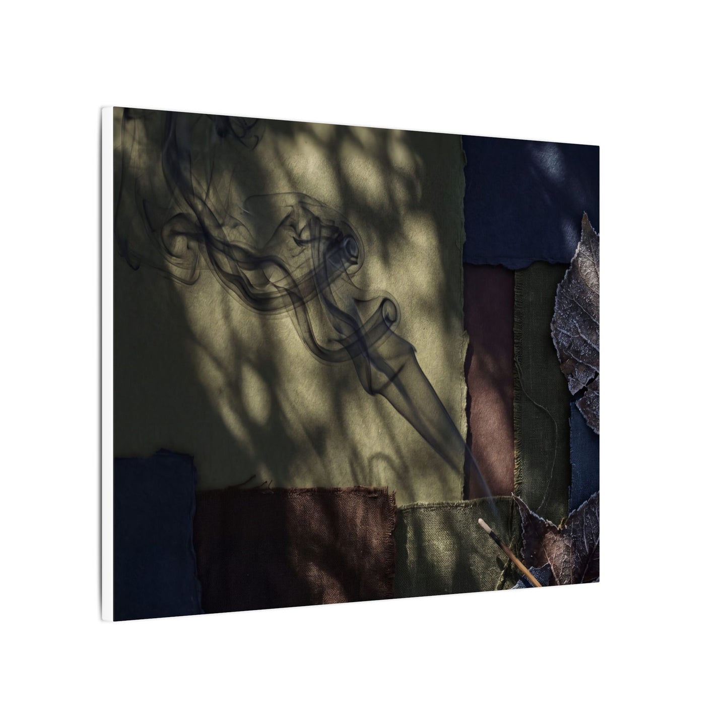 Ma Incense Smoke Canvas Art - Dark Japandi Dark Texture