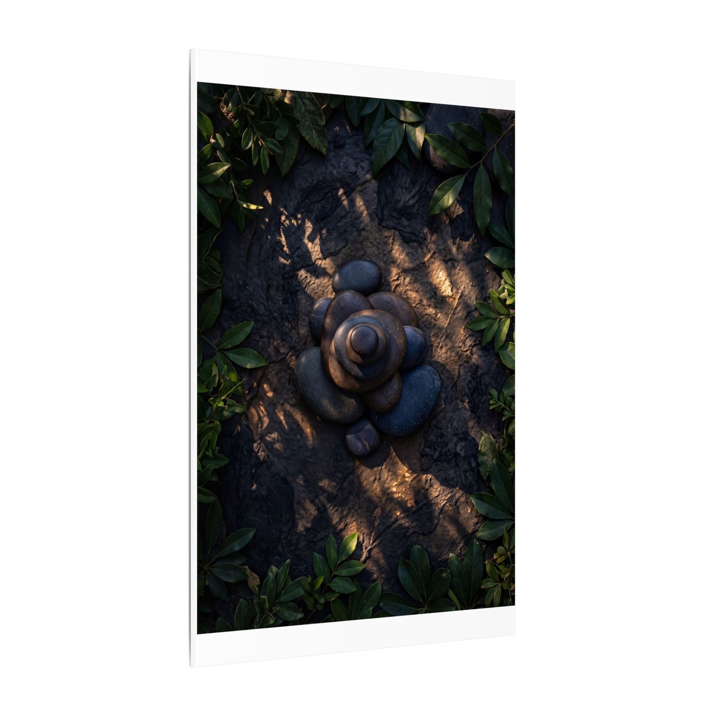 Ma River Stones Canvas Art - Dark Japandi Dark Texture
