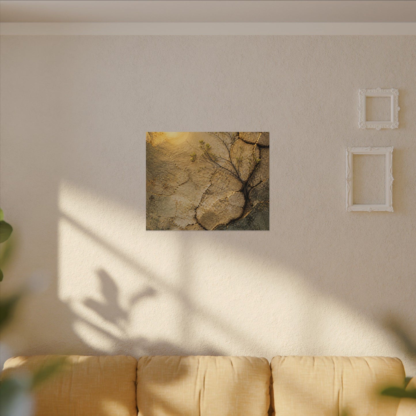 Cracked Earth Spring Canvas Art | Japandi Warm Design
