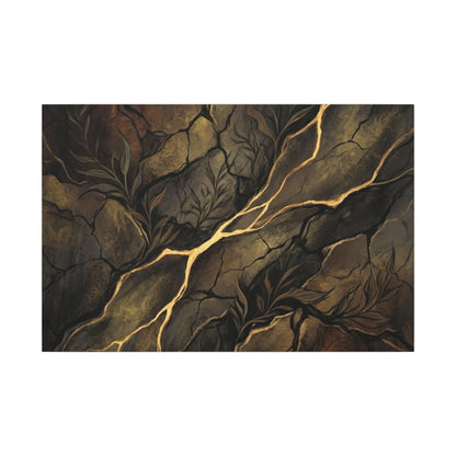 Cracked Earth Charcoal Ink Canvas Art | Bold Dark Japandi Art
