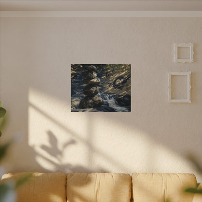 Kintsugi River Stones in Dappled | Broken Beauty Canvas Art