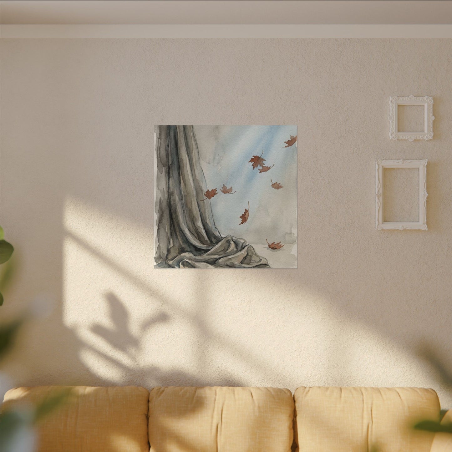 Ma Silk Drape Canvas Art - Japandi Watercolor