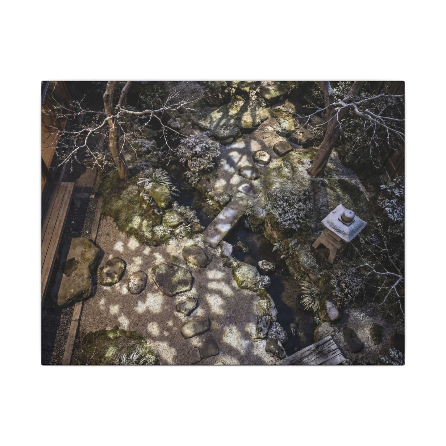 Moonlit Garden Japanese Pattern Canvas Art | Elegant Japandi Art Art Print