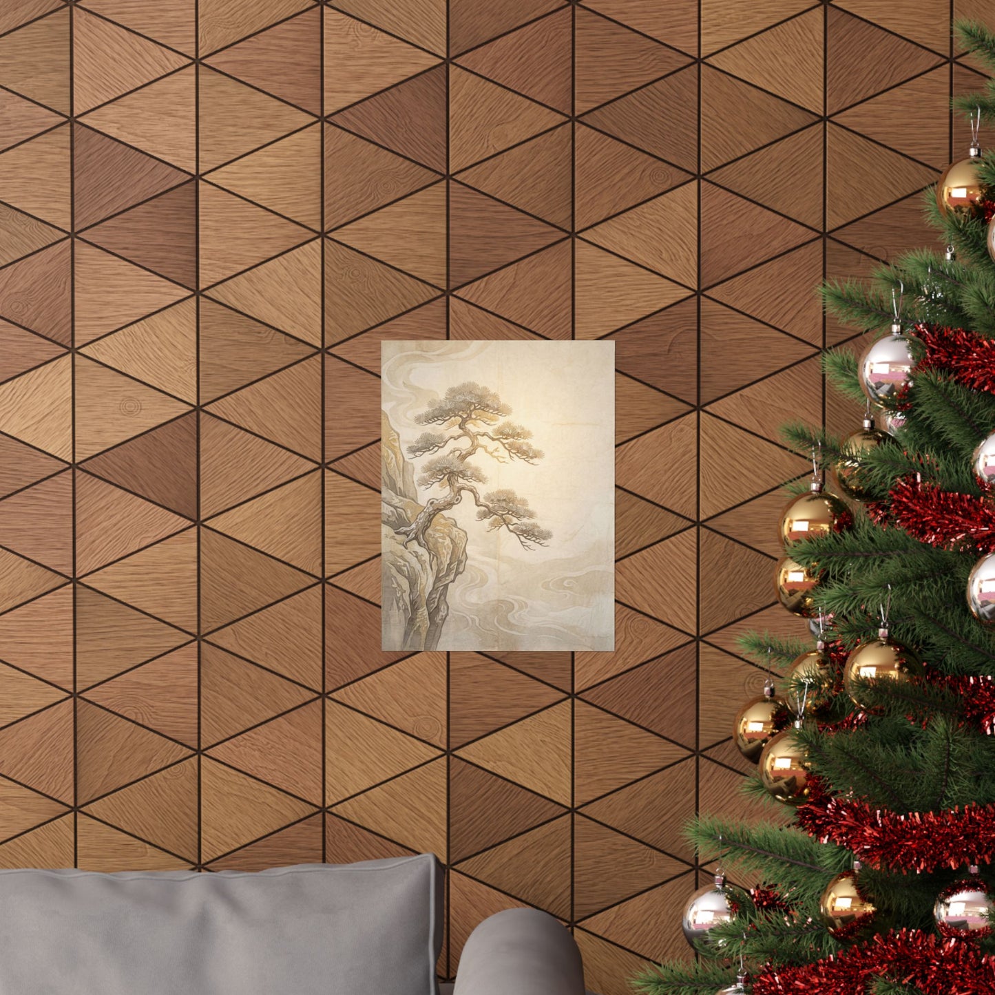 Golden Hour Pine Tree Wall Art Print - Japandi Shibui