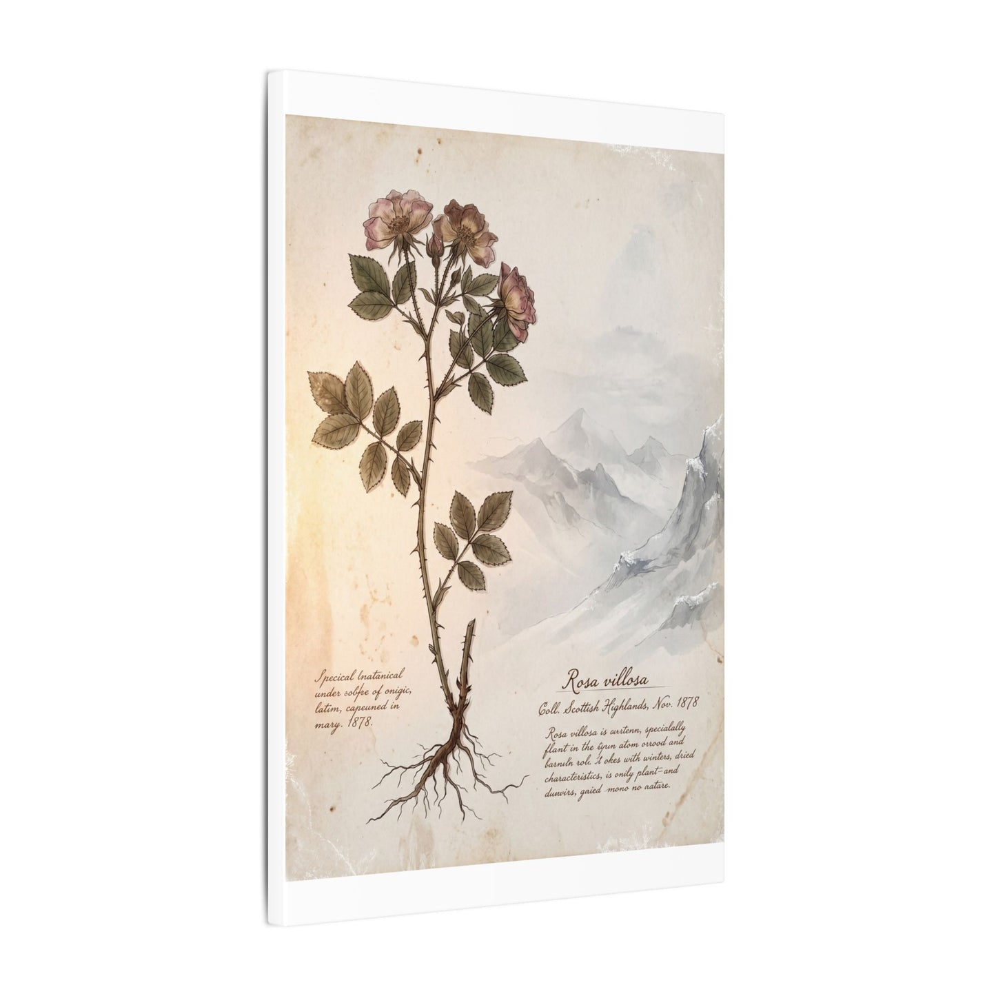 Winter Mountain Mist Herbarium Canvas Art | Earthy Decor