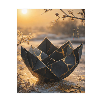 Kintsugi Paper Fold in Golden Hour | Gold Repair Canvas Art