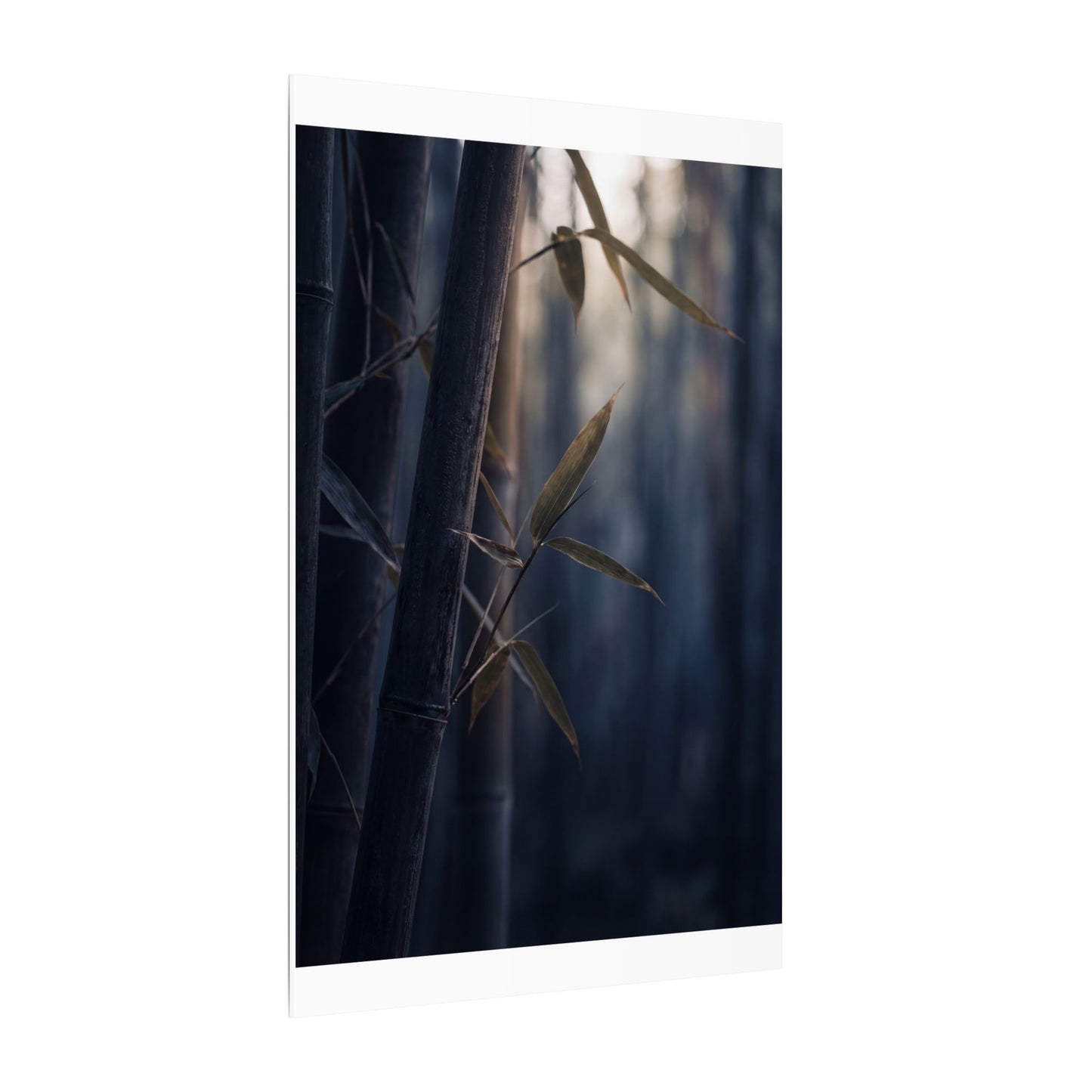 Dark Japandi Bamboo Grove in Dawn | Moody Minimal Canvas Art