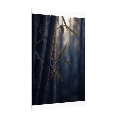 Dark Japandi Bamboo Grove in Dawn | Moody Minimal Canvas Art
