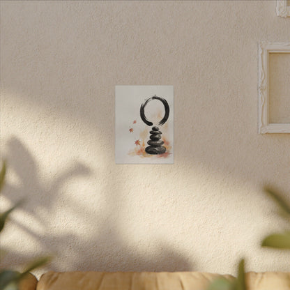 River Stones Canvas Art | Autumn Zen Enso Art