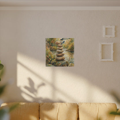River Stones Summer Canvas Art | Japandi Cozy Design