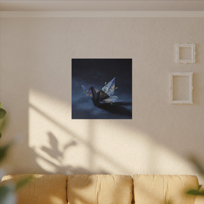 Kintsugi Paper Fold in Moonlight | Crackle Gold Canvas Art