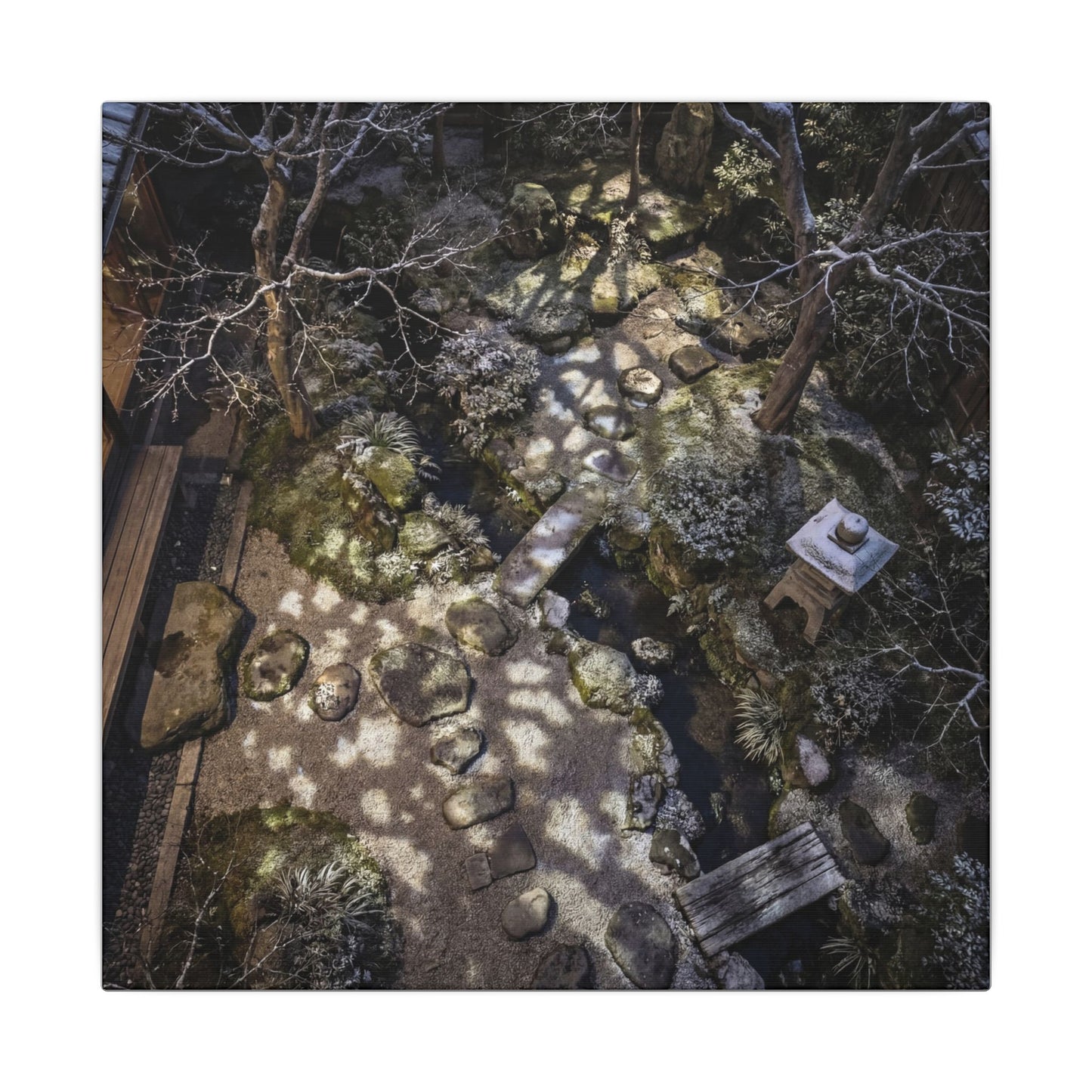 Moonlit Garden Japanese Pattern Canvas Art | Elegant Japandi Art