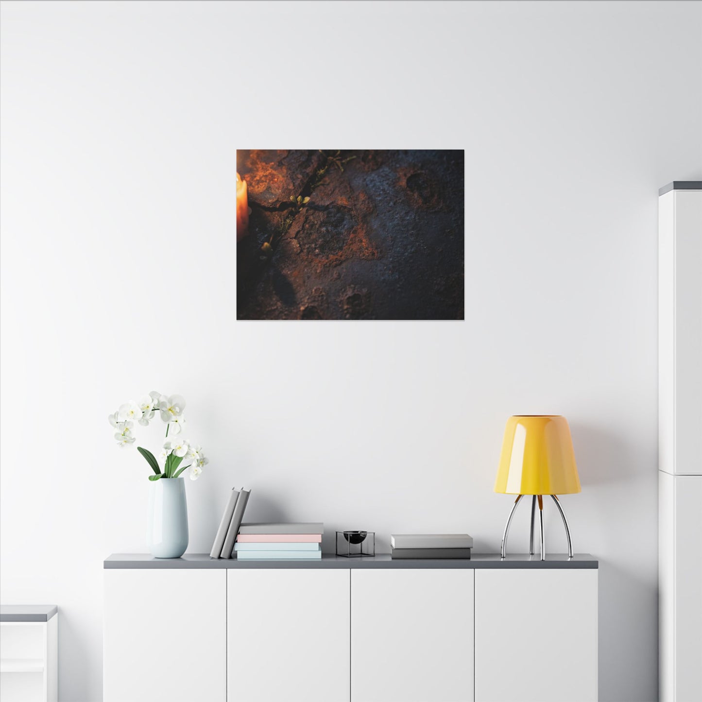 Candlelight Rust Patina Canvas Art - Dark Japandi Ma