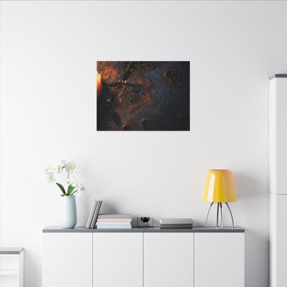 Candlelight Rust Patina Canvas Art - Dark Japandi Ma