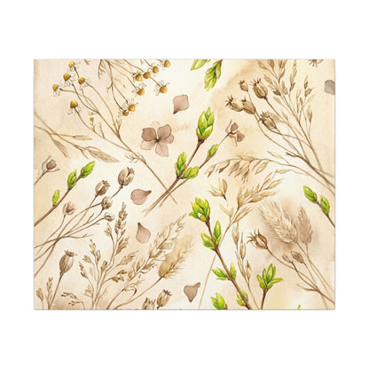 Spring Dried Flowers Watercolor Canvas Art | Earthy Decor