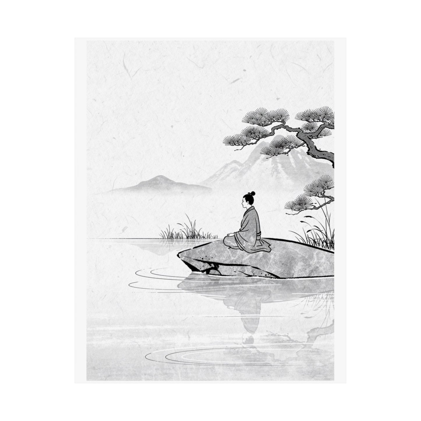 Meditation Harmonious Zen Ukiyo-e Wall Art Print