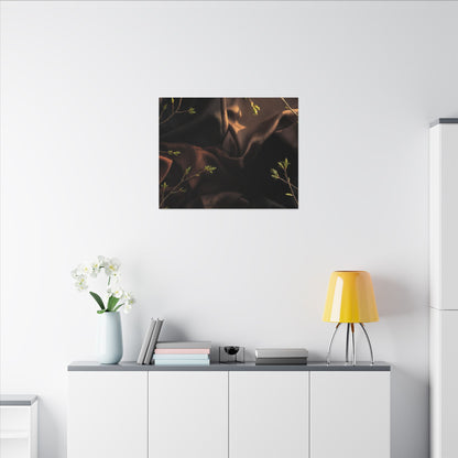 Dark Japandi Silk Drape in Golden Hour | Moody Minimal Canvas Art