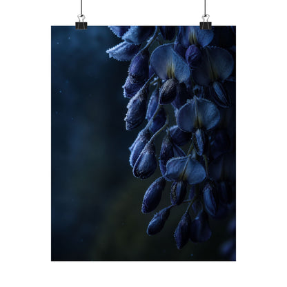 Wisteria Shadow Zen Wall Art Print | Sophisticated Dark Japandi Art