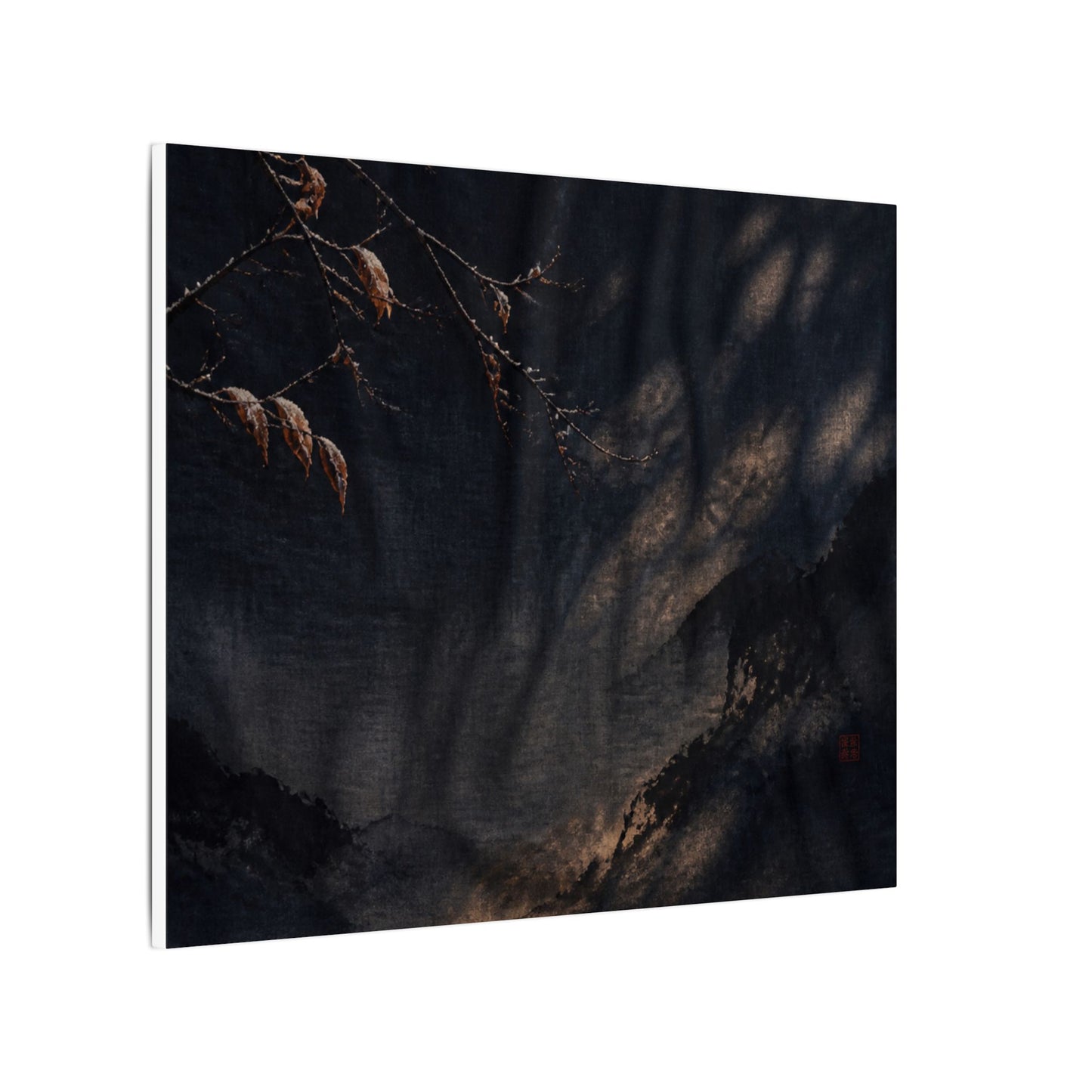 Atmospheric Silk Drape Canvas Art - Charcoal Ink Dark Japandi