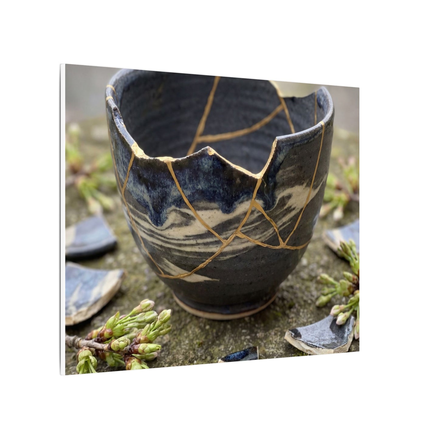 Datsuzoku Ceramic Bowl Canvas Art - Kintsugi Gold Repair