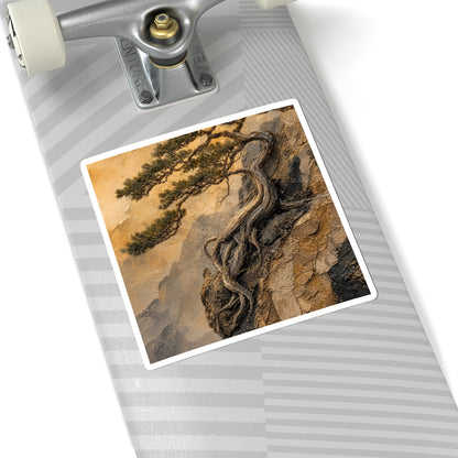 Golden Hour Pine Tree Sticker - Japandi Fukinsei