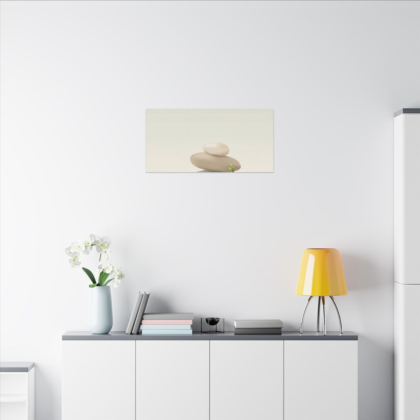 Dawn River Stones Canvas Art - Japandi Fukinsei