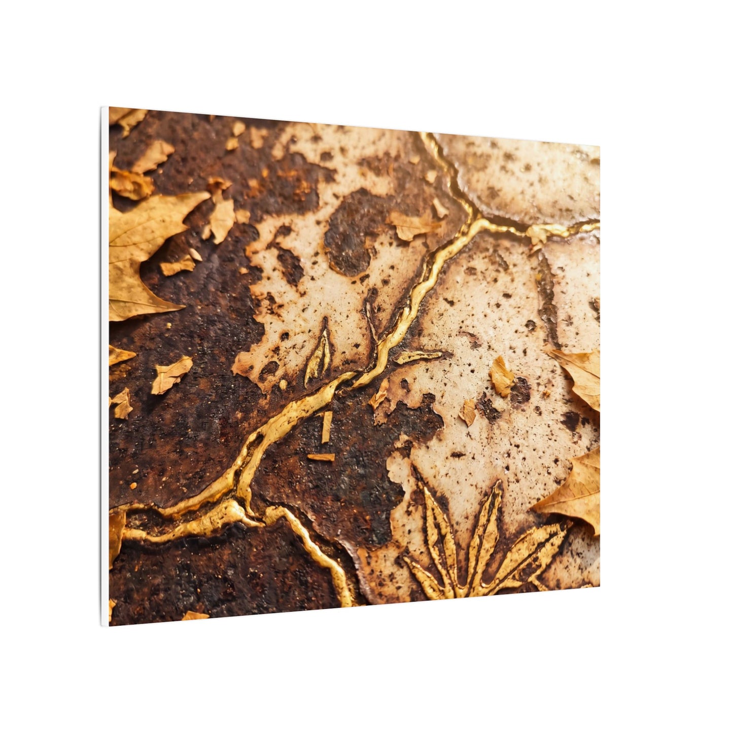 Kintsugi Rust Patina in Golden Hour | Gold Vein Canvas Art